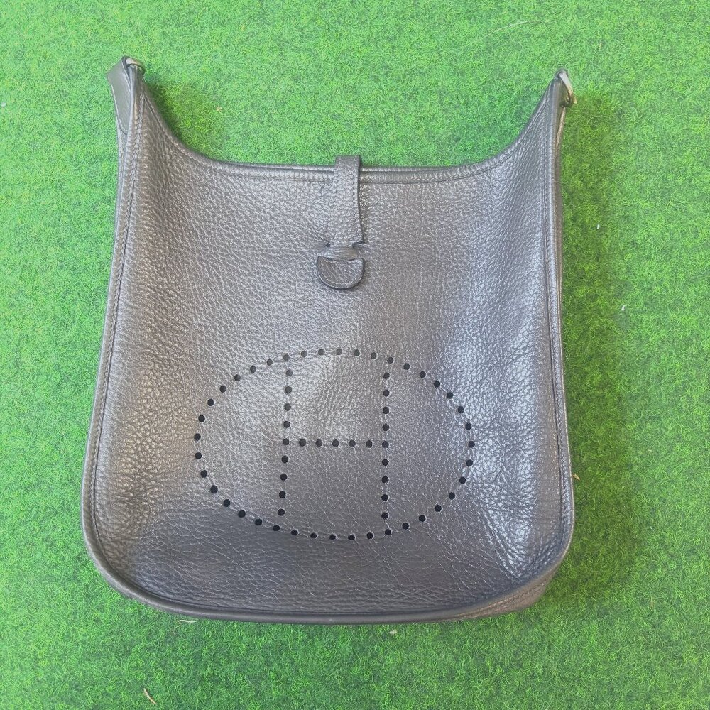 Hermes Evelyne II Clemence Leather Shoulder Crossbody Bag Grey 29 Size GM